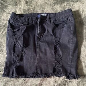 AX Paris Black Distressed Denim Skirt